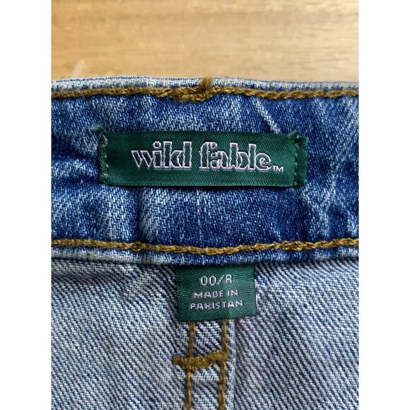Wild Fable Junior Teens High-Rise Rolled Cuff Blue Denim Shorts Size 00 XXS - Picture 7 of 9